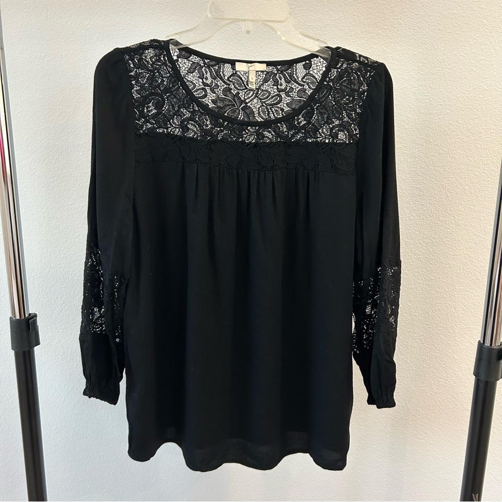 Joie Coastal Black Floral Lace Blouse - Picture 6 of 6